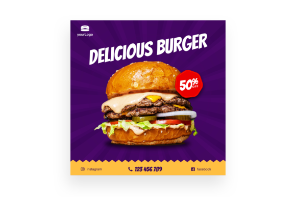 Delicious Burger 4: A Bold PSD Template for Food Branding